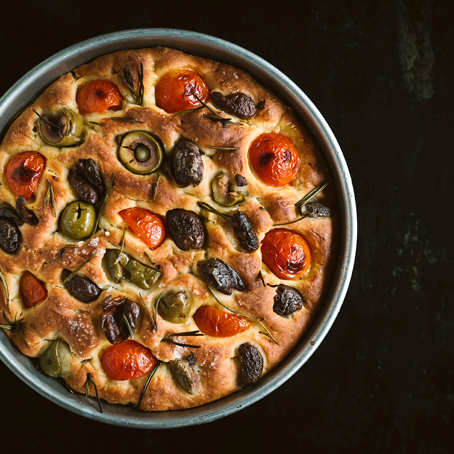 Focaccia topped with Saltverk Flaky Sea Salt