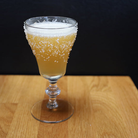 Caramelized honey margarita with Saltverk Birch Smoked Salt