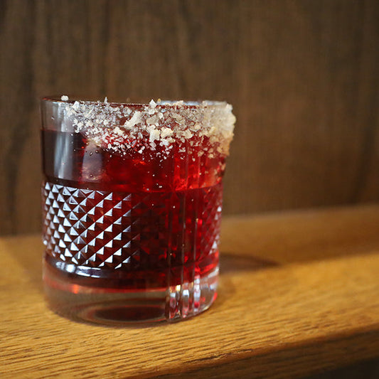Hibiscus gin margarita with Saltverk Licorice Salt