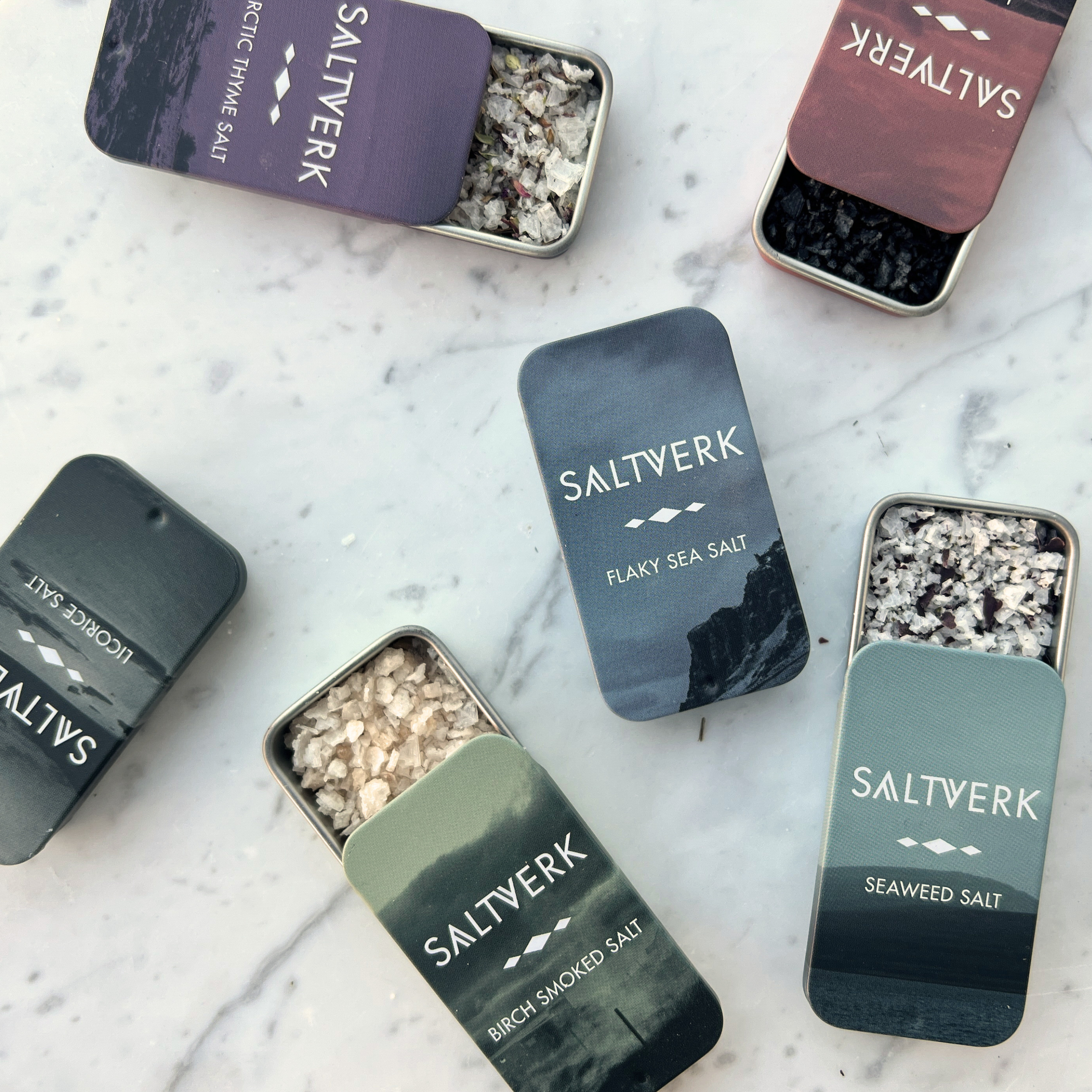 SIX SLIDE TINS - Sustainable Sea Salt from Iceland