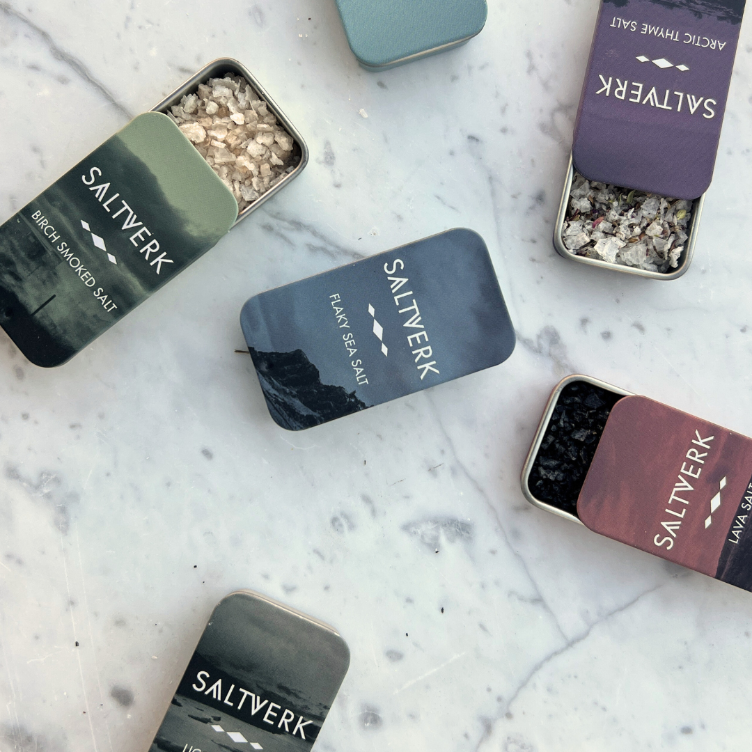 Saltverk six slide-top salt tins gift set